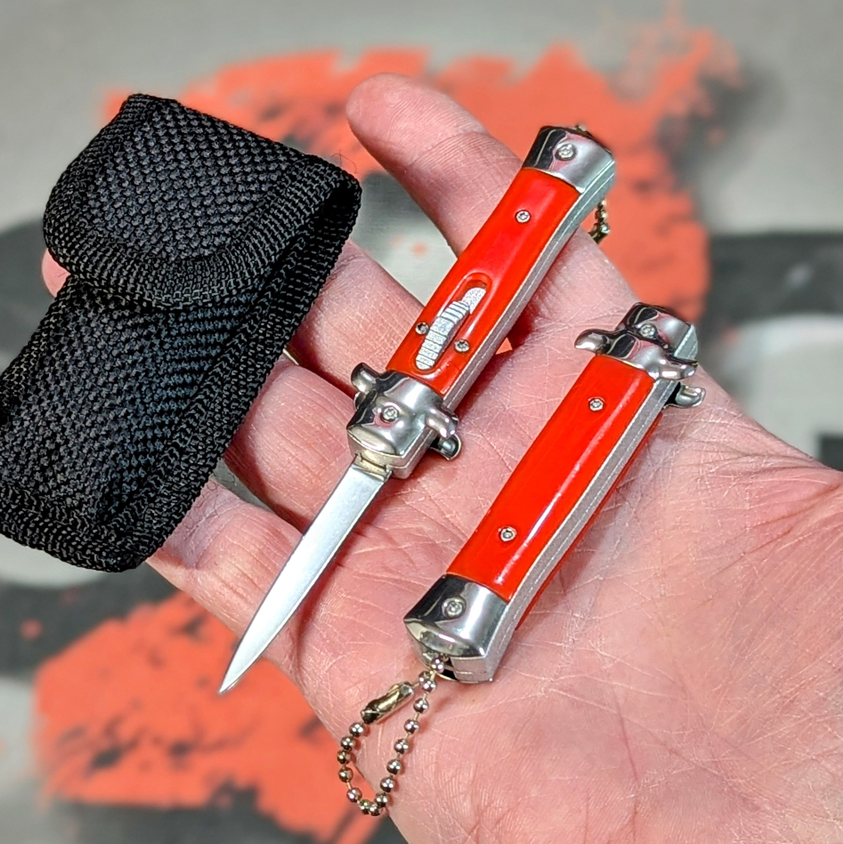 Mini Stiletto OTF Knife Small Cali Legal Switchblade - Asst. colors Red Knife-OTF - Tophatter Daily Deals