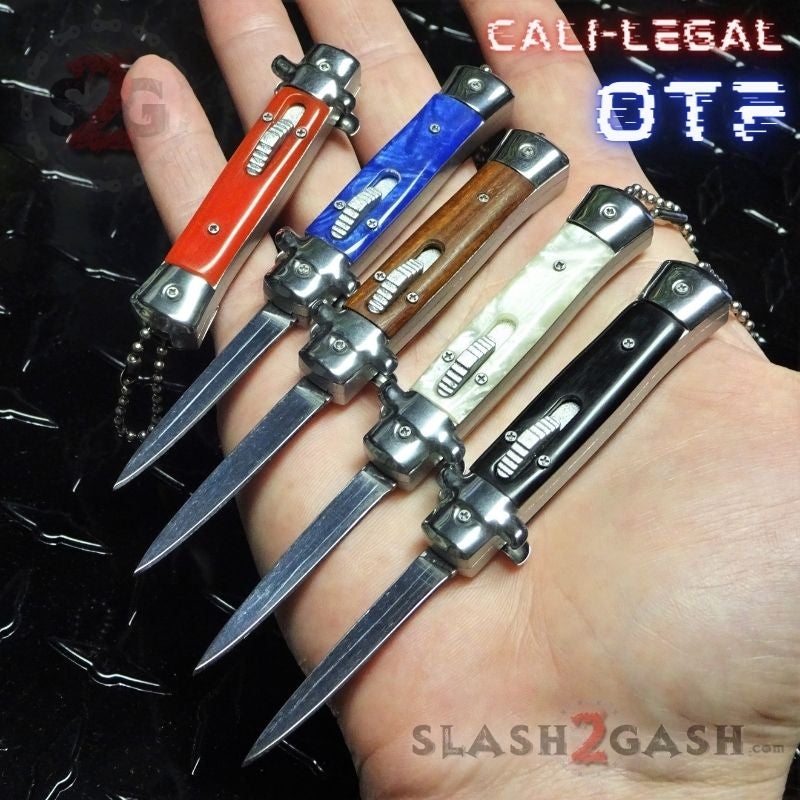 Mini Stiletto OTF Knife Small Cali Legal Switchblade - Rosewood Rosewood Knife-OTF - Tophatter Daily Deals