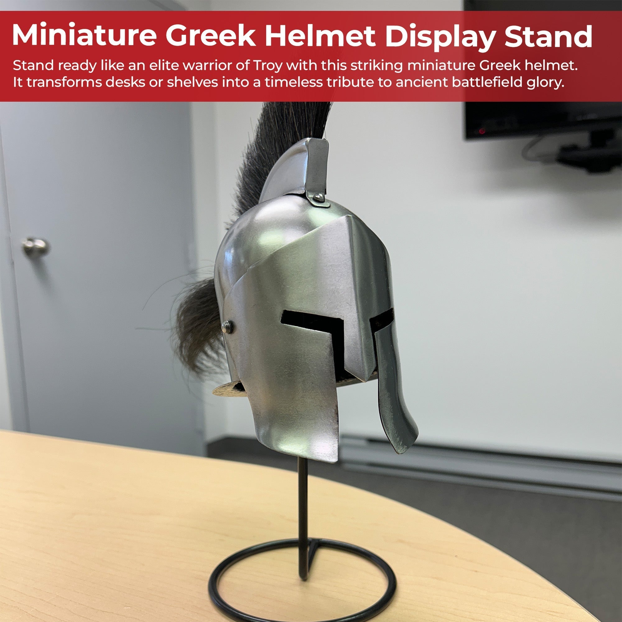 Miniature Greek Trojan War Helmet Display With Stand Helmet - Tophatter Daily Deals