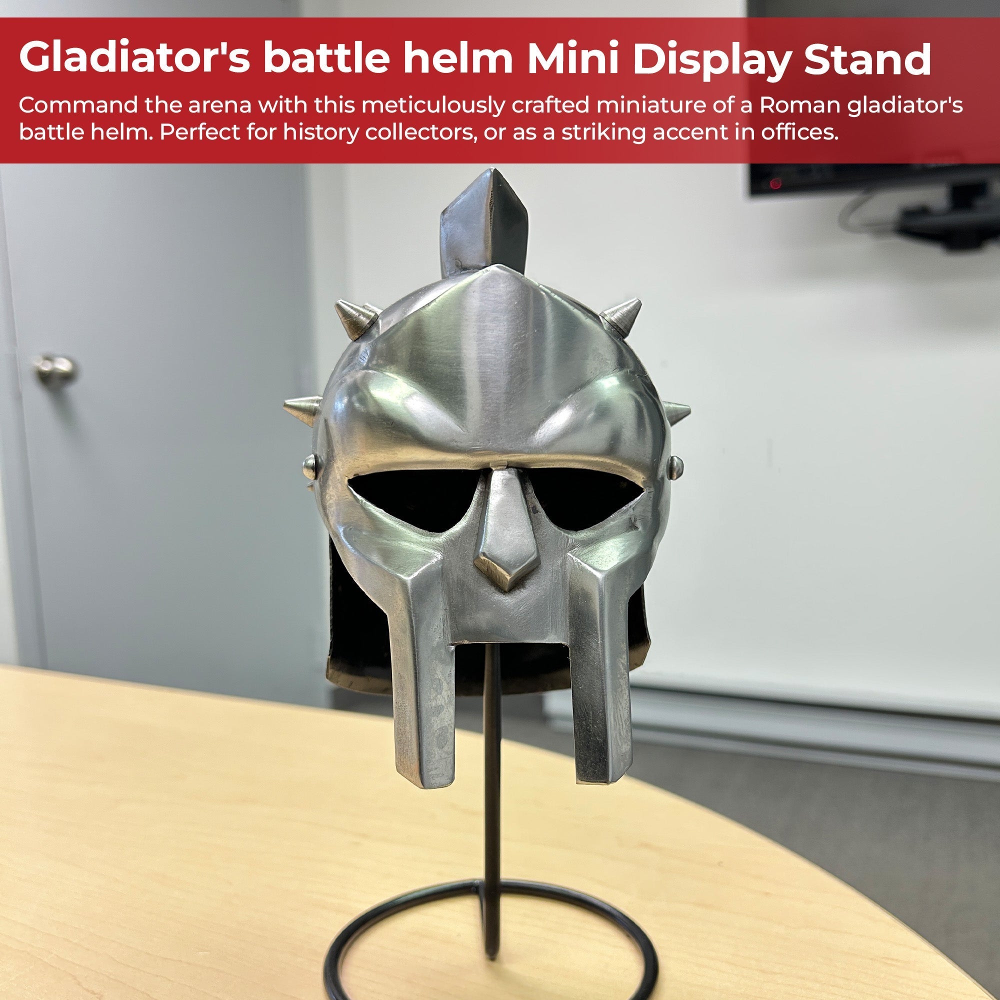 Miniature Roman Gladiator Maximus Helmet Display With Stand Helmet - Tophatter Daily Deals