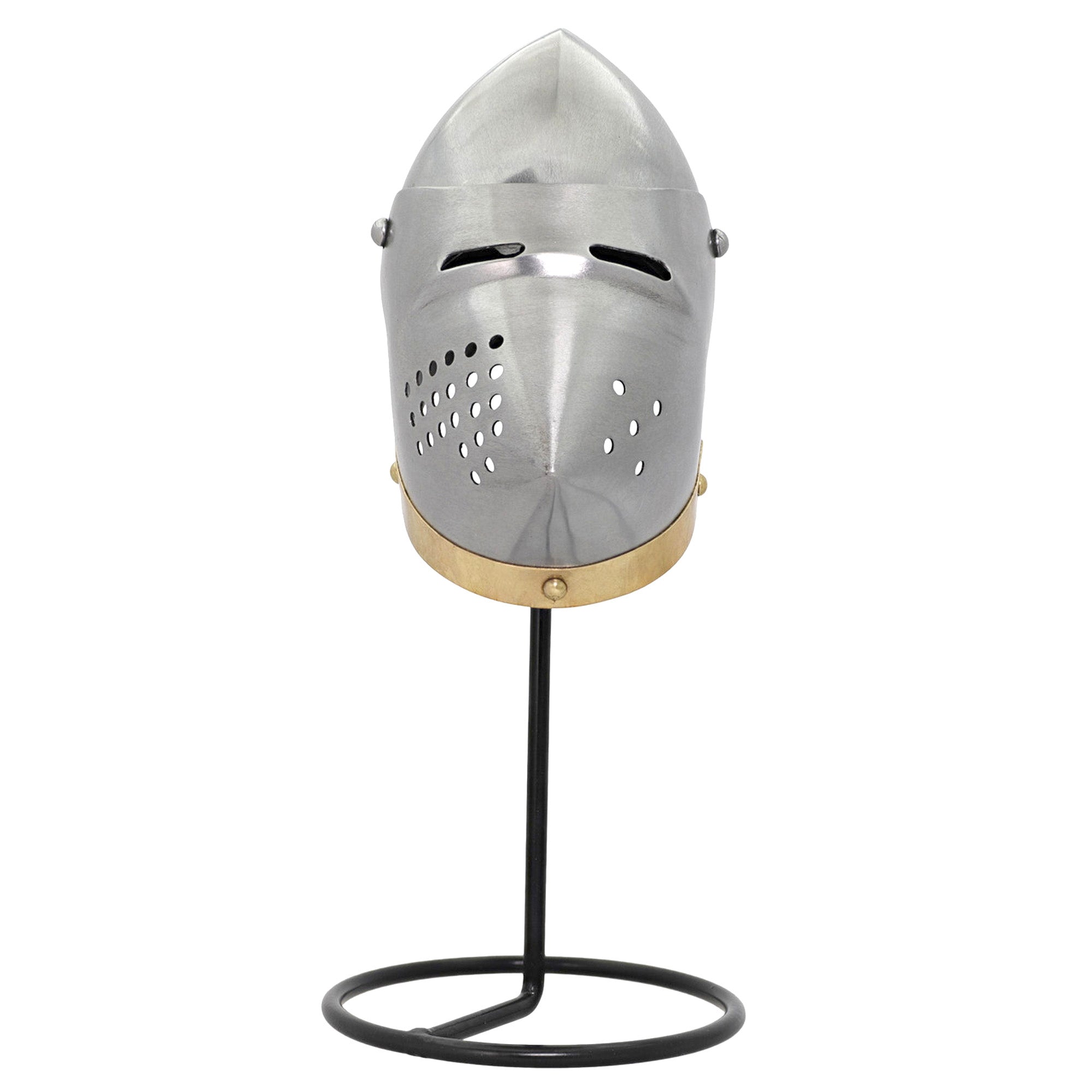 Miniature Steel Hounskull Bascinet Helmet With Stand Helmet - Tophatter Daily Deals