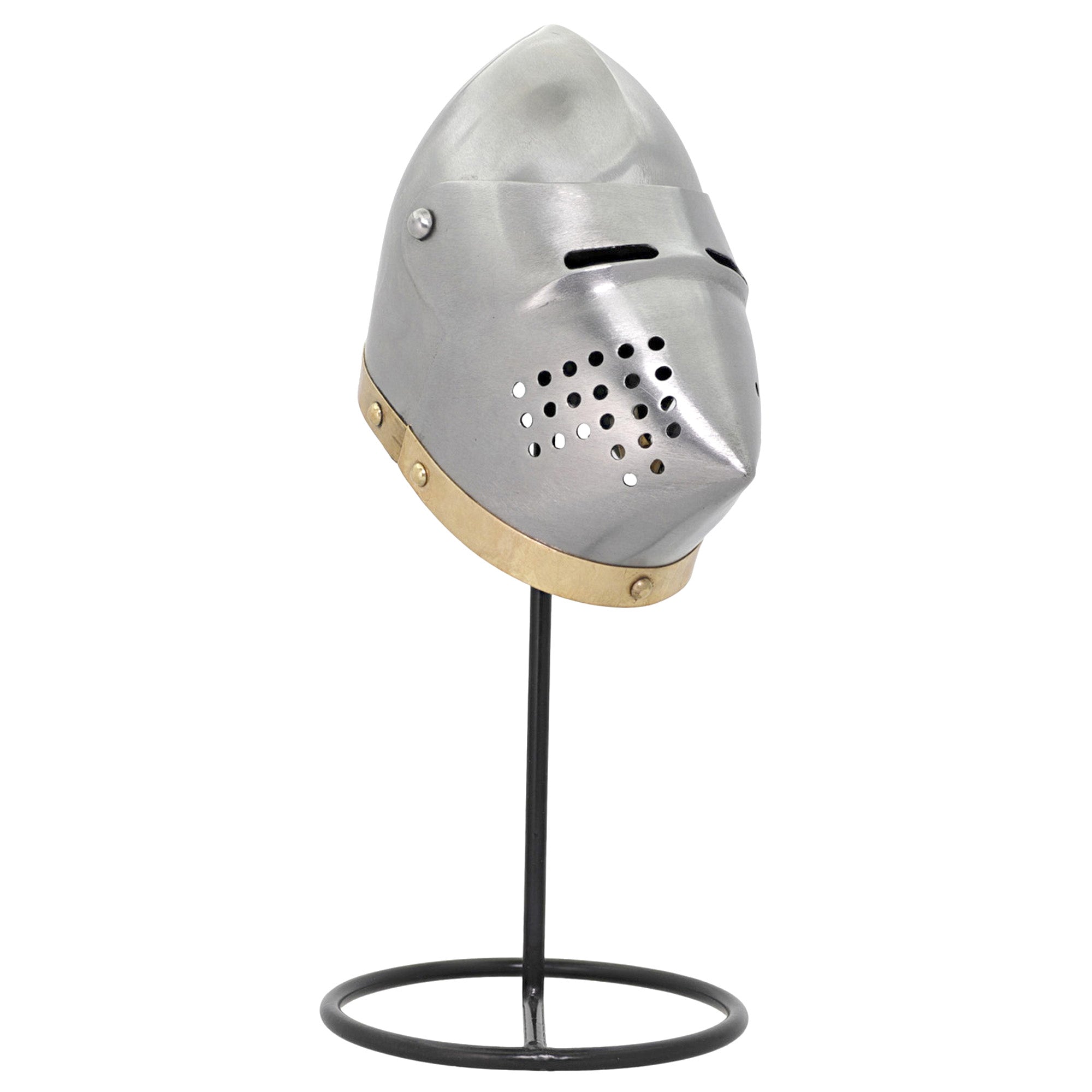 Miniature Steel Hounskull Bascinet Helmet With Stand Helmet - Tophatter Daily Deals