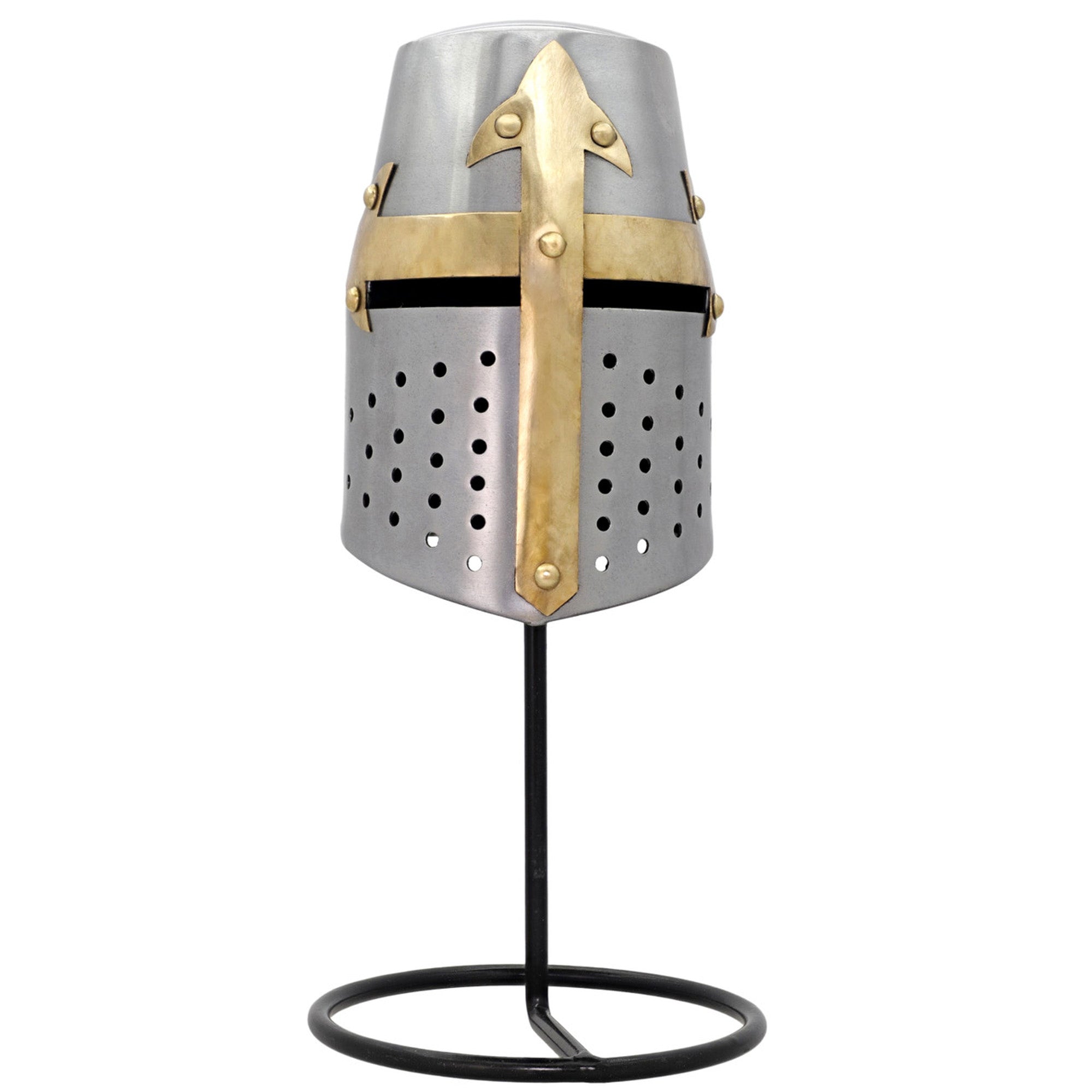 Miniature Templar Crusader Great Helmet Display With Stand Helmet - Tophatter Daily Deals