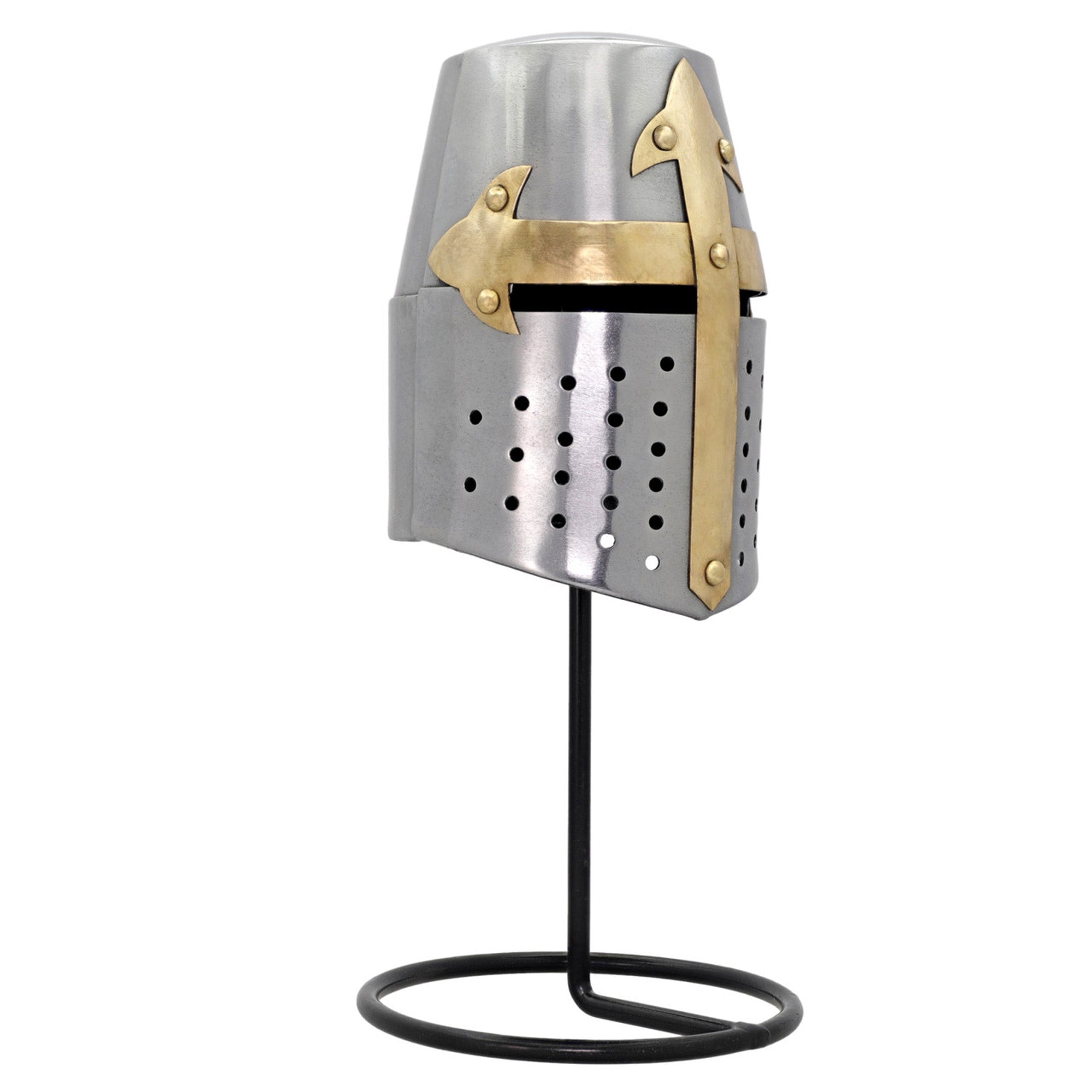 Miniature Templar Crusader Great Helmet Display With Stand Helmet - Tophatter Daily Deals