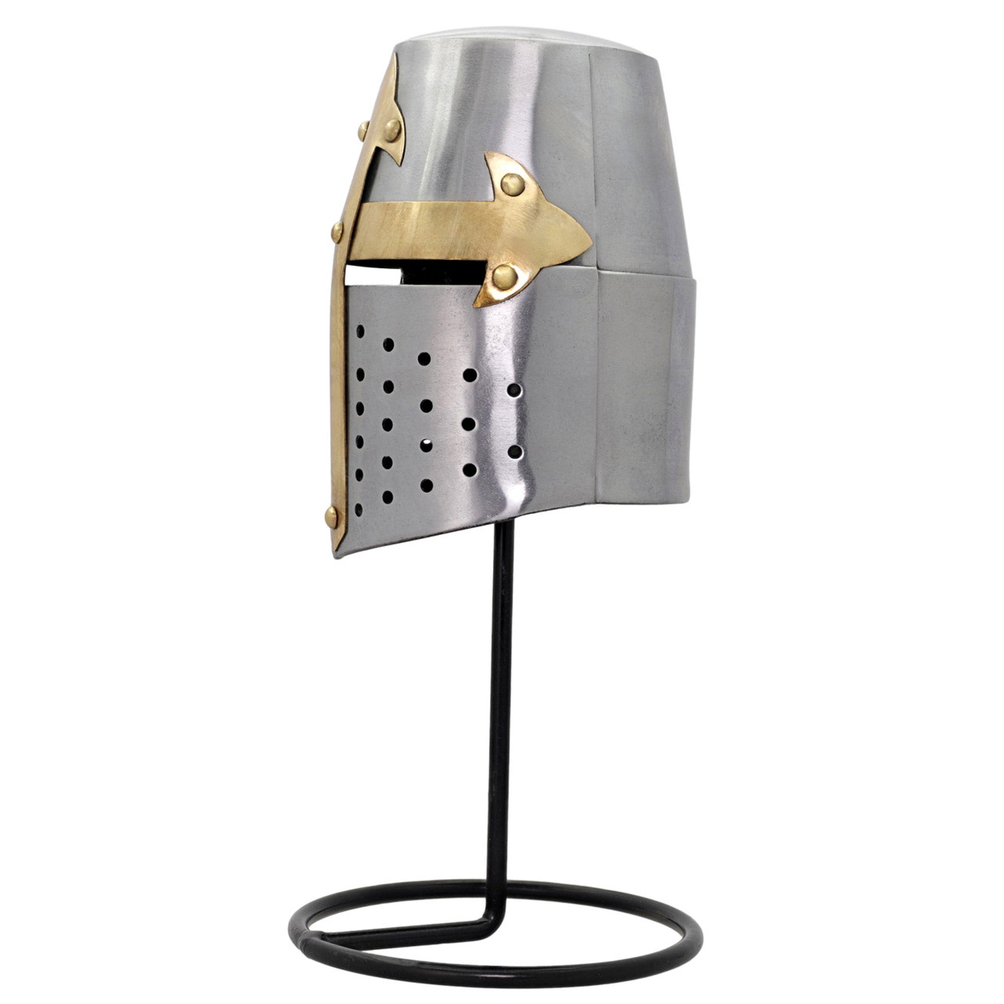 Miniature Templar Crusader Great Helmet Display With Stand Helmet - Tophatter Daily Deals