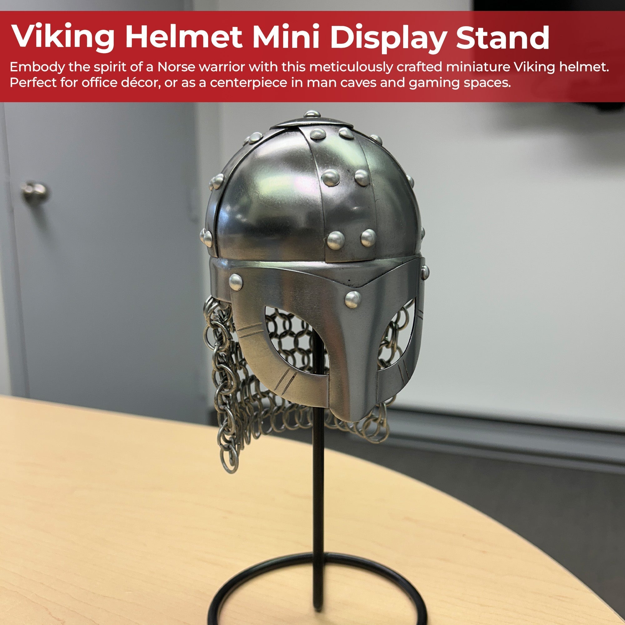 Miniature Viking Combat Helmet Display With Stand Helmet - Tophatter Daily Deals