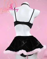 Mobbunny Women's Kawaii Homewear Sexy Lingerie Set Plush Cat Paw Three-Point Top and Panty with Skirt Choker - Tophatter Daily Deals