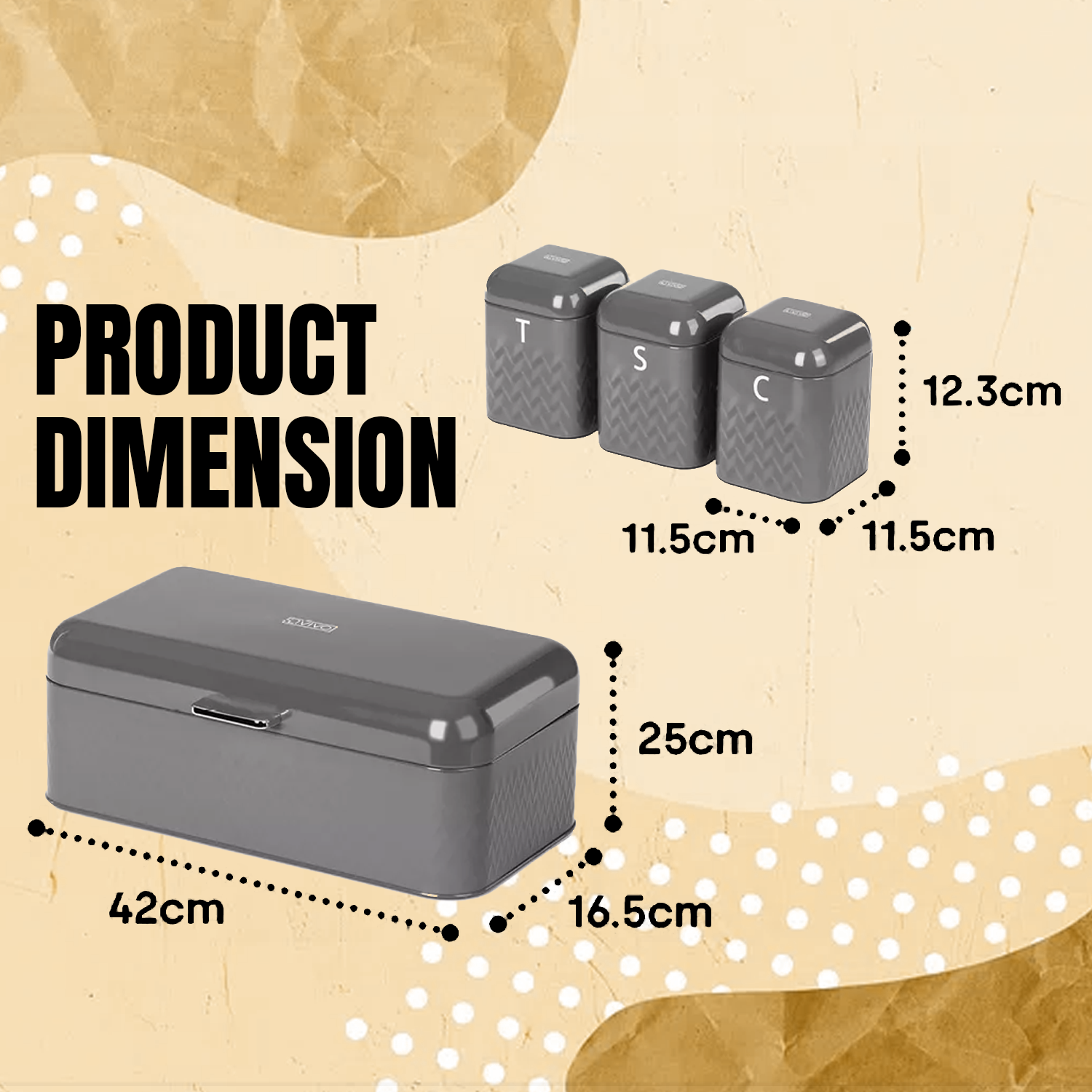 Bread Bin Set – 4-Piece Kitchen Storage Set with Tea, Coffee & Sugar Canisters Kitchen - Tophatter Daily Deals