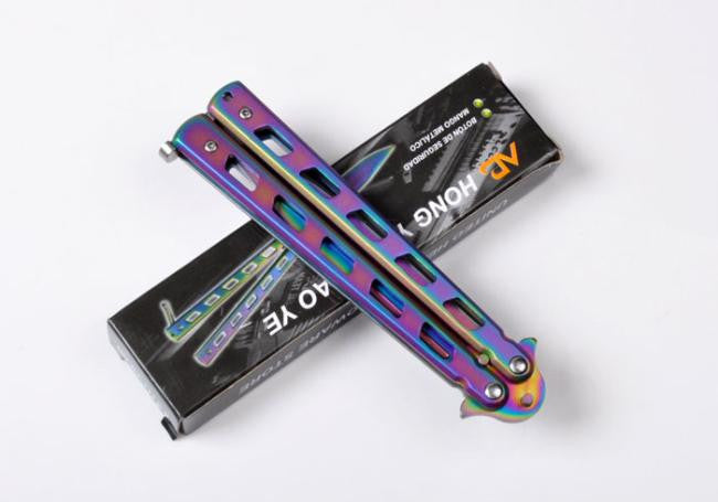Angel Butterfly Knife Titanium Rainbow Folding Balisong Knife-Balisong - Tophatter Daily Deals