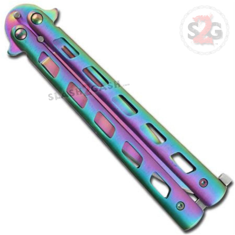Angel Butterfly Knife Titanium Rainbow Folding Balisong Knife-Balisong - Tophatter Daily Deals