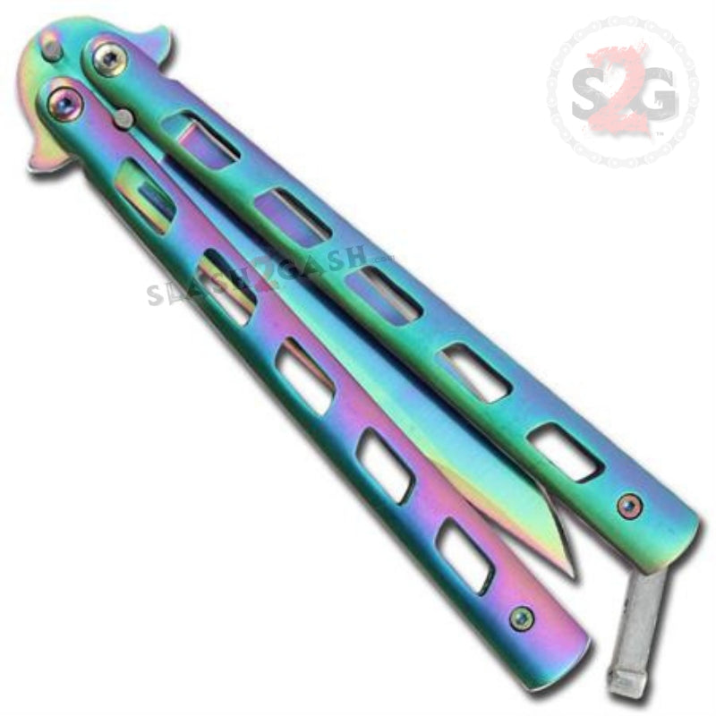 Angel Butterfly Knife Titanium Rainbow Folding Balisong Knife-Balisong - Tophatter Daily Deals