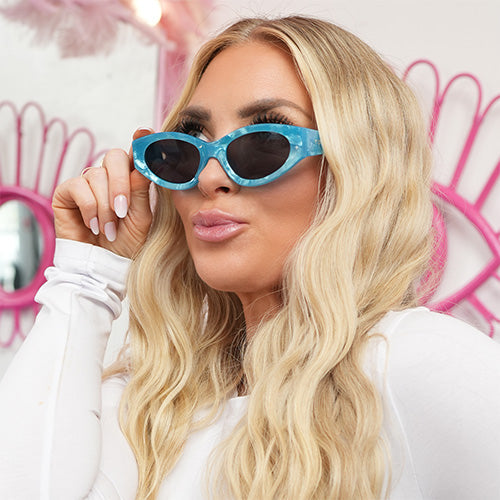 TopFoxx Kat x Money Moves - Blue Women's Cateye Sunglasses Sunglasses - Tophatter Daily Deals