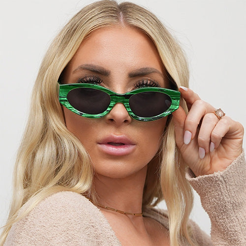 TopFoxx Kat x Money Moves - Green Women's Cateye Sunglasses Sunglasses - Tophatter Daily Deals