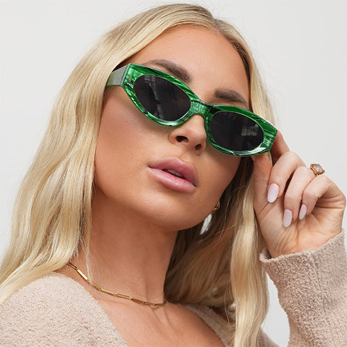 TopFoxx Kat x Money Moves - Green Women's Cateye Sunglasses Sunglasses - Tophatter Daily Deals