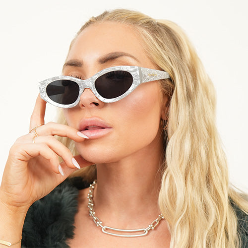 TopFoxx Kat x Money Moves - Silver Women's Cateye Sunglasses Sunglasses - Tophatter Daily Deals