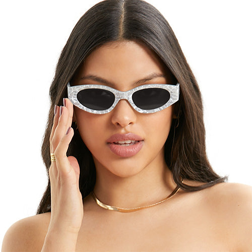 TopFoxx Kat x Money Moves - Silver Women's Cateye Sunglasses Sunglasses - Tophatter Daily Deals