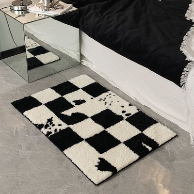 Monochrome Splatter Prints Checkered Mat Rugs - Tophatter Daily Deals