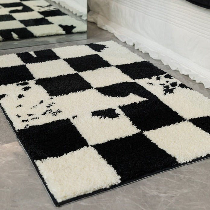 Monochrome Splatter Prints Checkered Mat Rugs - Tophatter Daily Deals