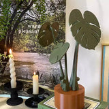 Monstera Deliciosa Coaster Set Dark Green Without Flowerpot Decor - Tophatter Daily Deals