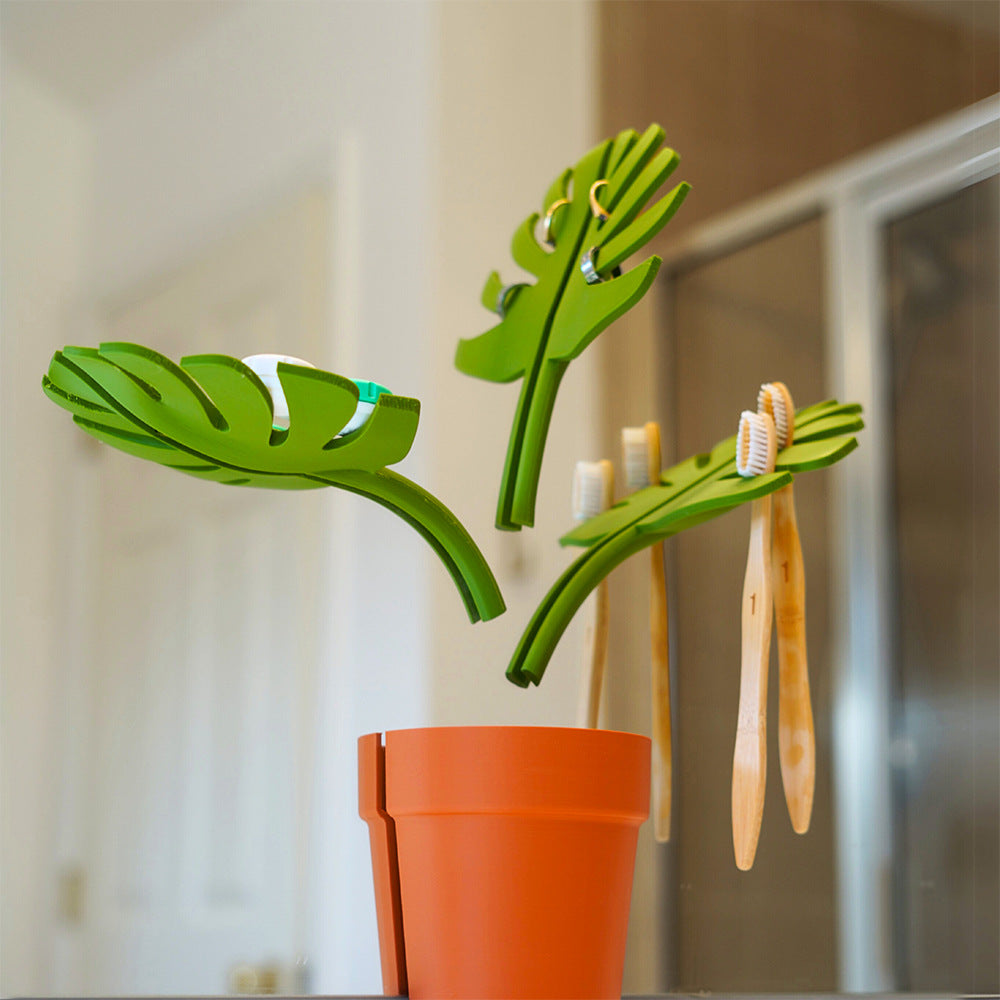 Monstera Toothbrush and Toiletries Holder Toiletries Holder - Tophatter Daily Deals