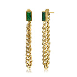 Dangle Chain Earrings with Cubic Zirconia Emerald and Gift Pouch Green Earrings - Tophatter Daily Deals
