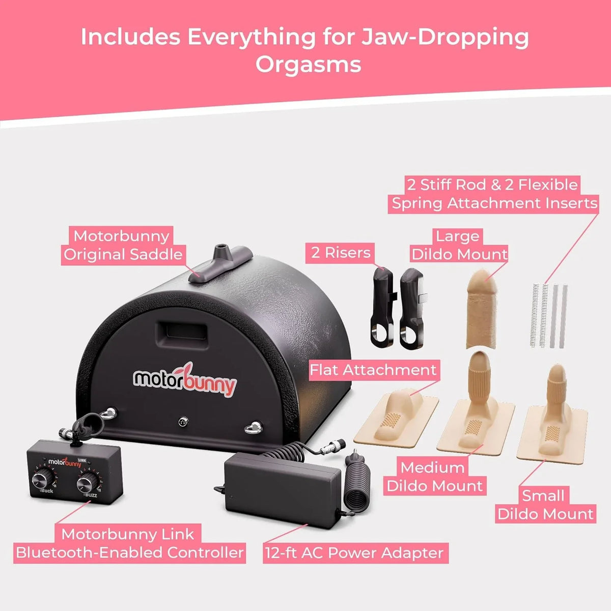 Motorbunny LINK Bluetooth Starter Kit with Four TPE Attachments and Wireless Remote Control > Sex Toys > Sex Machines - Tophatter Daily Deals