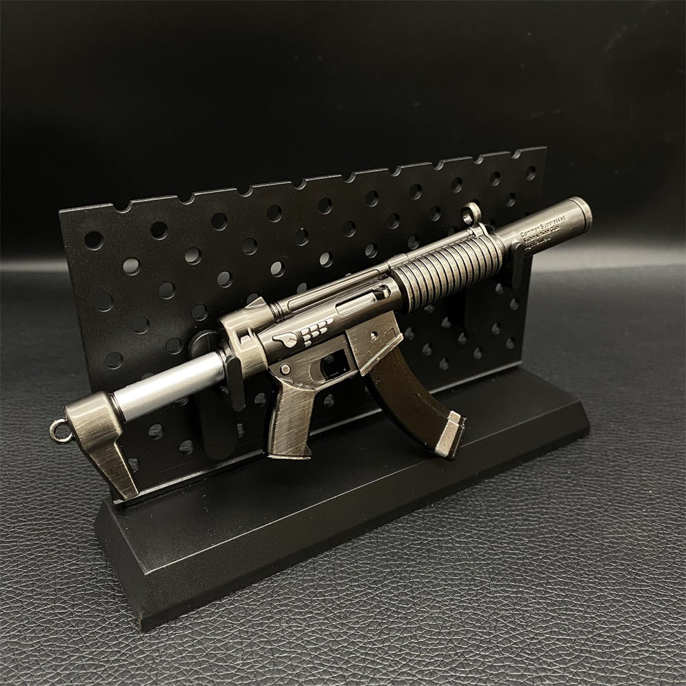Miniature Metal Suppressed SMG Mp5 SSD 16CM/6.2" With Plastic Stand - Tophatter Daily Deals