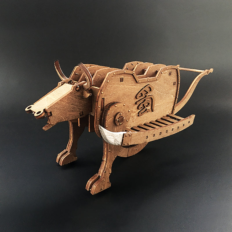 AM013 Mu Niu Liuma Zhuge Liang Three Kingdoms Ancient Wooden Ox Chariot Model 3D Mechanical Model Kit - Tophatter Daily Deals