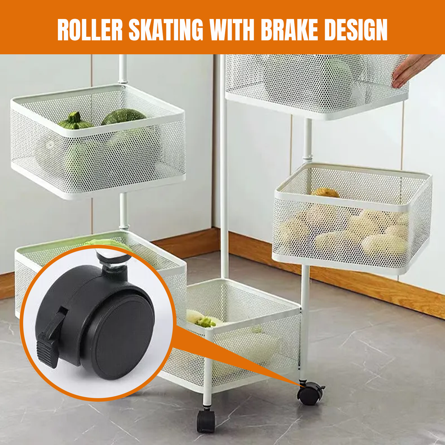 Vegetable Storage Rack – 6-Tier Metal Organizer Stand Shelf with Wheels for Kitchen or Pantry Kitchen - Tophatter Daily Deals