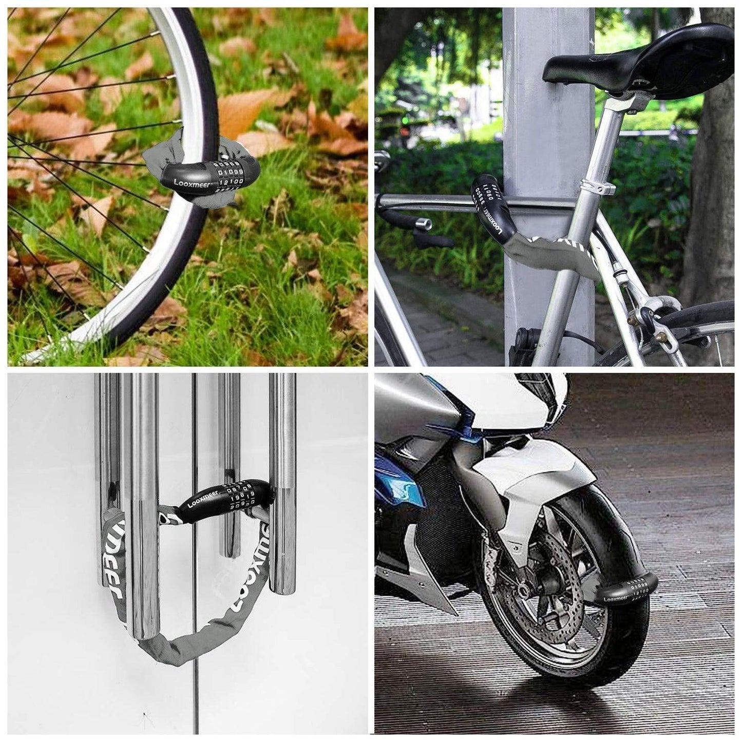 Best Bike Lock UK - Heavy Duty High Security 90cm 5-Digit Combination Chain Lock Cycling - Tophatter Daily Deals
