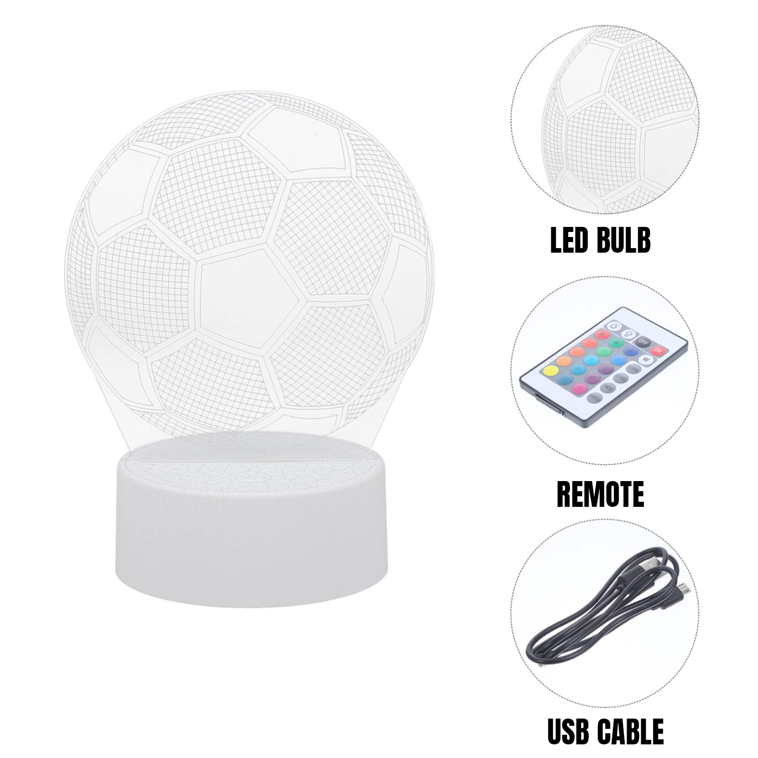 3D Illusion Lamp – Visualization Color LED Night Lights with Remote Control Electronic - Tophatter Daily Deals