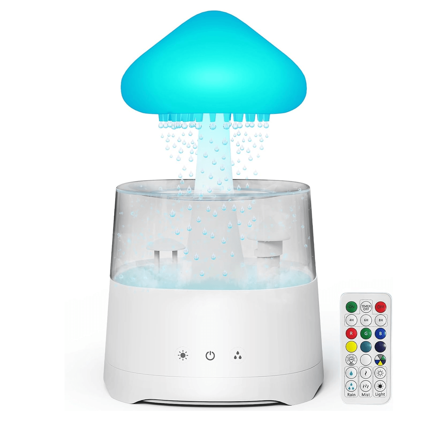 Rain Cloud Humidifier - LED Mushroom Waterfall Lamp Diffuser Drop Sound Night Light Aromatherapy Oil Essential Accessories - Tophatter Daily Deals