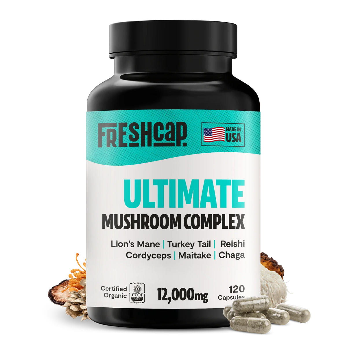 Organic Mushroom Complex Supplement Capsules Health & Wellness - Tophatter Daily Deals