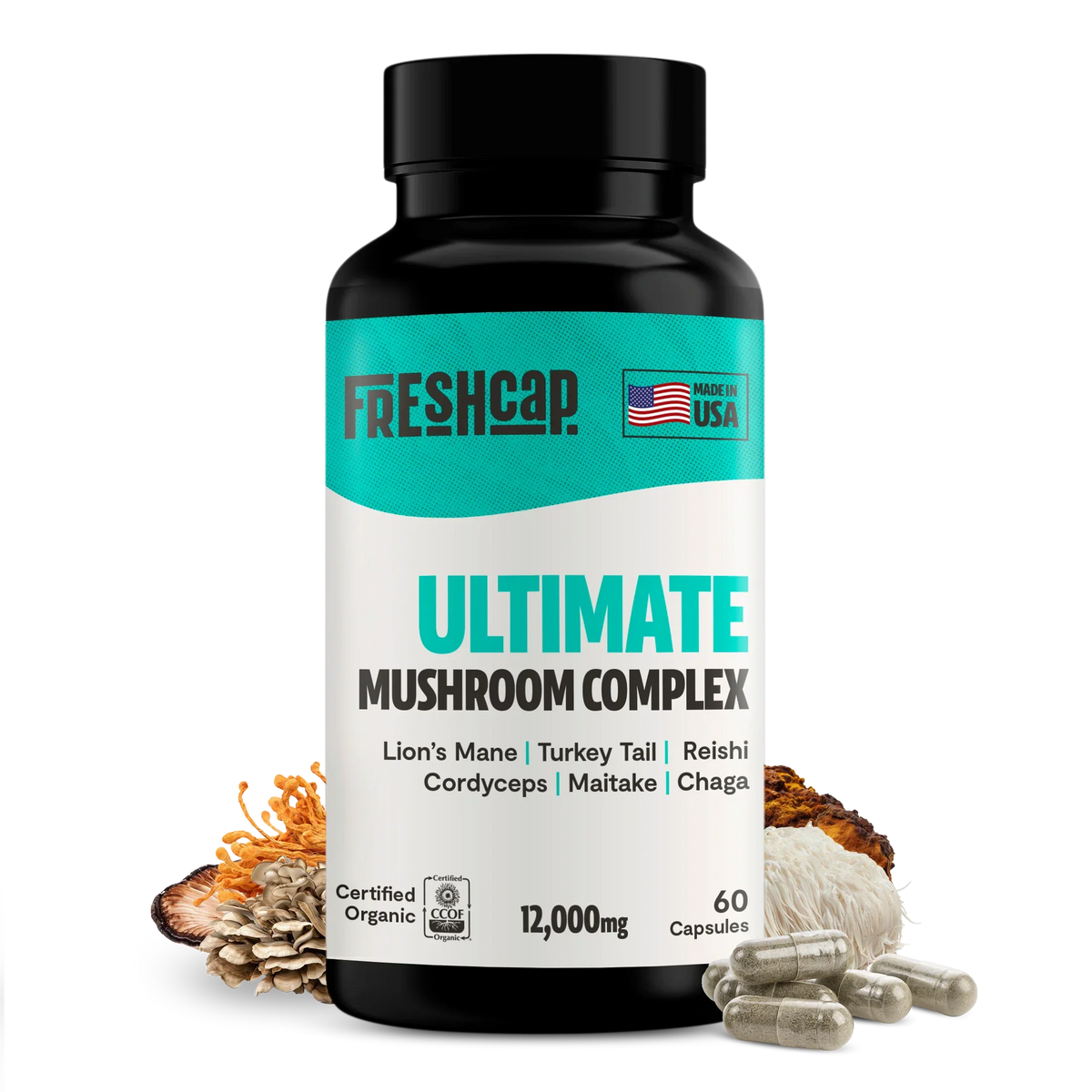 Organic Mushroom Complex Supplement Capsules Health & Wellness - Tophatter Daily Deals