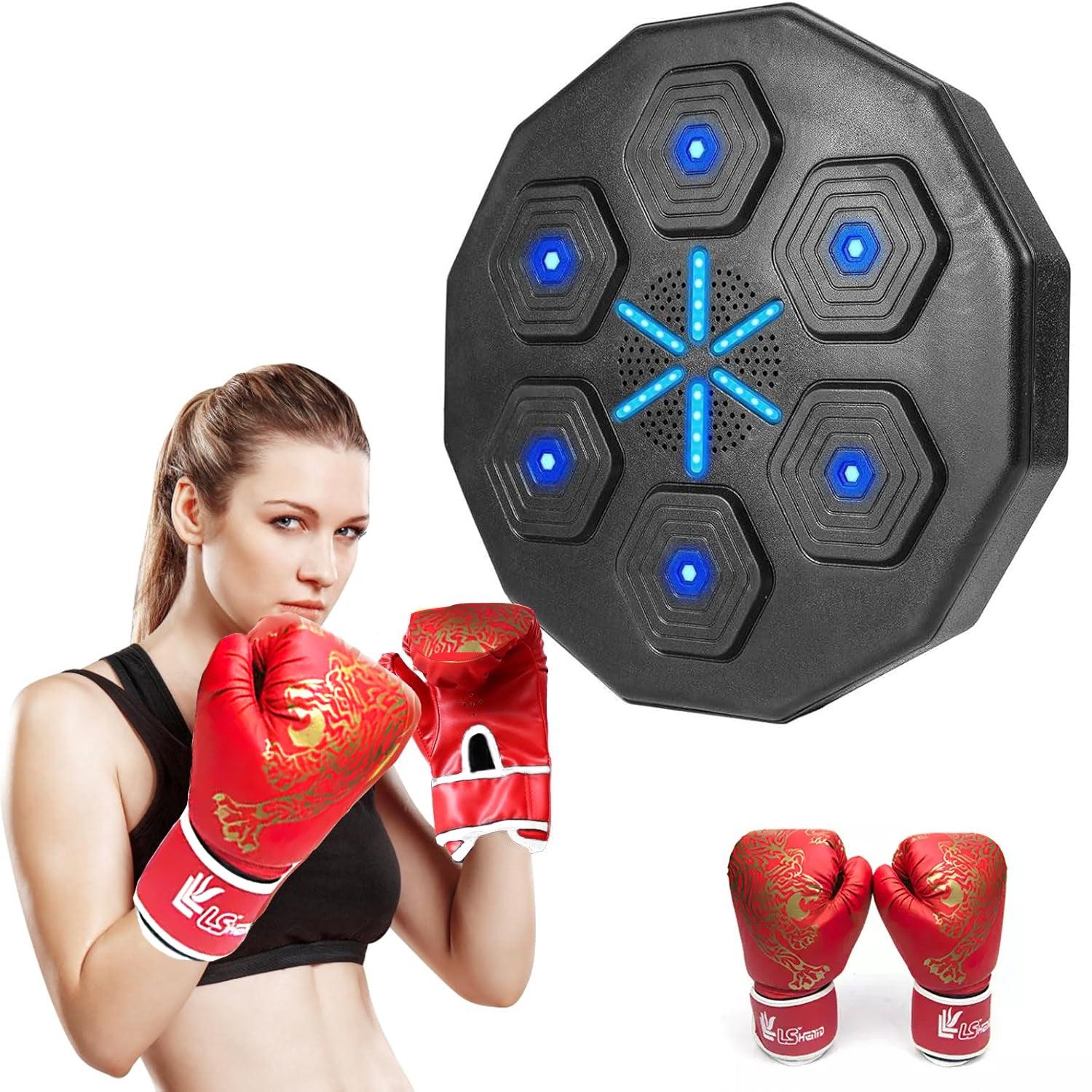 Music Boxing Machine UK - Wall Mounted Music Punching Machine Bluetooth Smart Music Boxing Workout Machine Indoor React Exercise Machine Punching Pad+Adult Boxing Gloves Sports - Tophatter Daily Deals