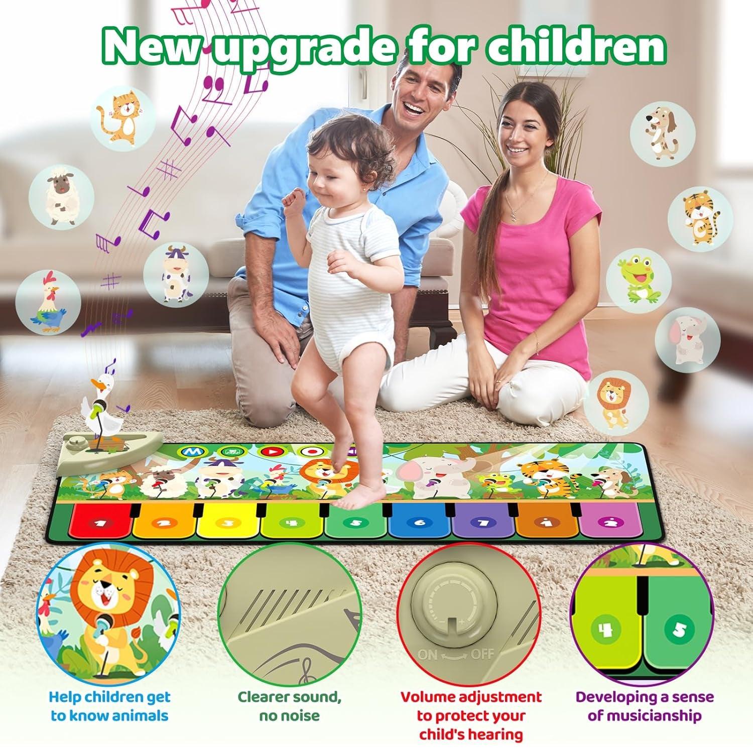 Floor Keyboard Mat Piano - Musical Play Mat with 9 Piano Key Dance Mat Built in 19 Sounds & Recording Function for Toddlers Birthday Gifts Baby & Toddler - Tophatter Daily Deals