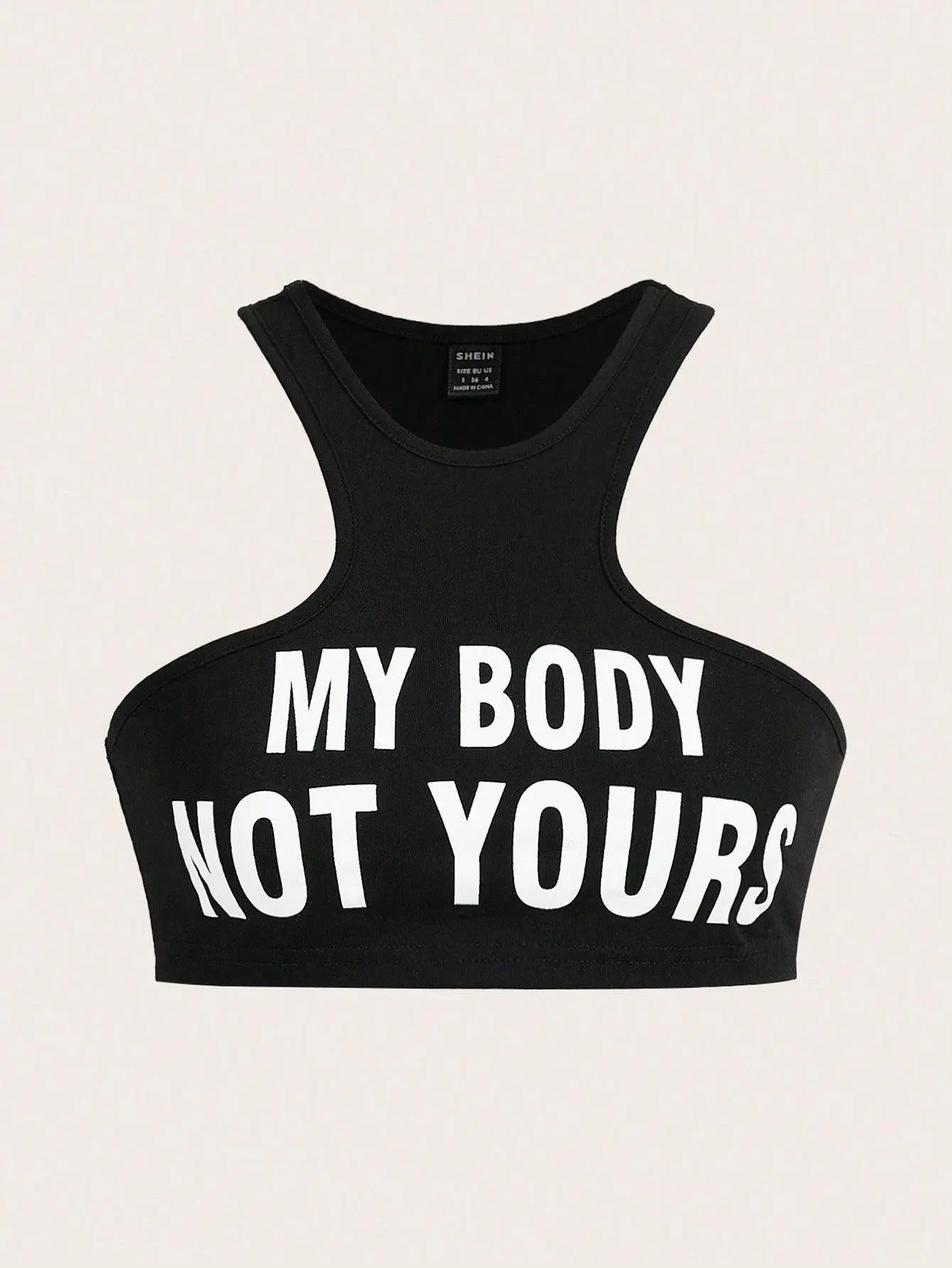 My Body, Not Yours Slogan & Graphic Design | Tank Top Black - Tophatter Daily Deals