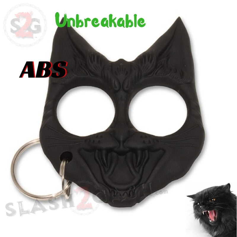 "My Kitty" Self Defense Evil Cat Keychain ABS Knuckles - Asst. colors Black SD-KeyChain - Tophatter Daily Deals