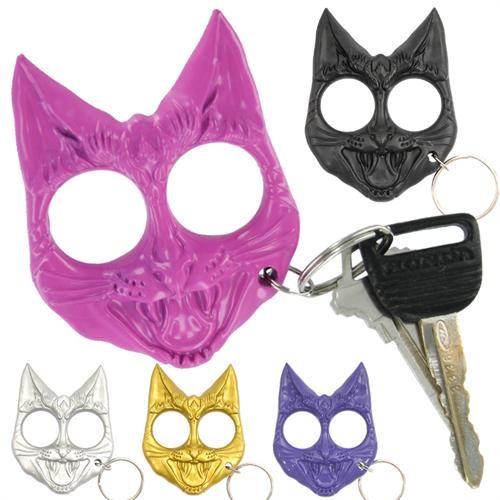 "My Kitty" Self Defense Evil Cat Keychain ABS Knuckles - Asst. colors SD-KeyChain - Tophatter Daily Deals