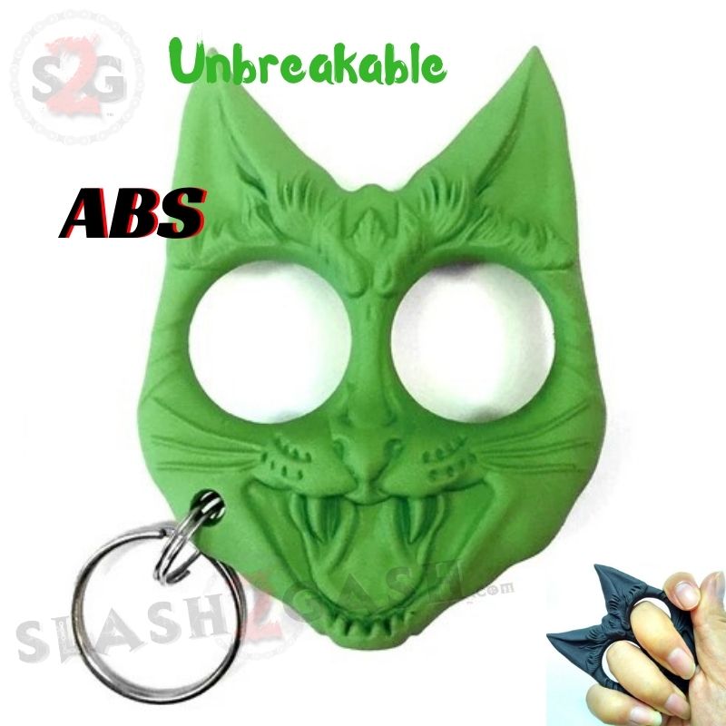 "My Kitty" Self Defense Evil Cat Keychain ABS Knuckles - Green Green SD-KeyChain - Tophatter Daily Deals