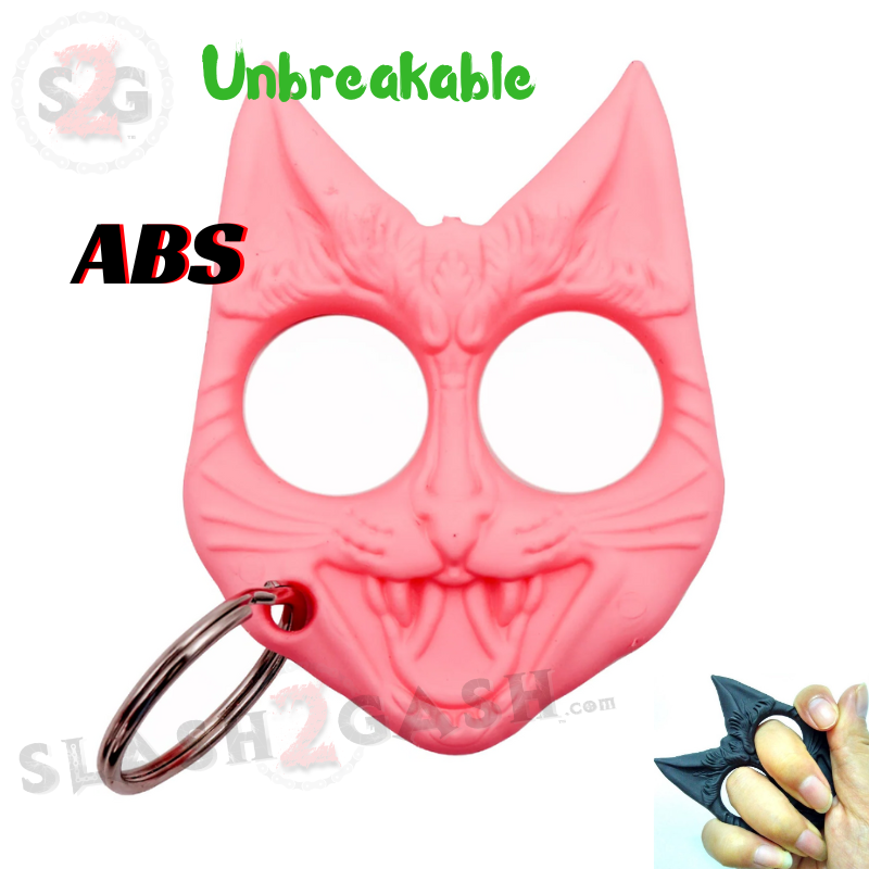 "My Kitty" Self Defense Evil Cat Keychain ABS Knuckles - Asst. colors Light Pink SD-KeyChain - Tophatter Daily Deals