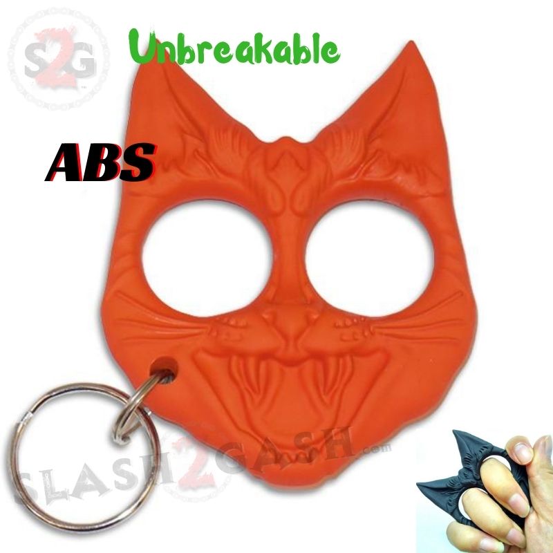 "My Kitty" Self Defense Evil Cat Keychain ABS Knuckles - Asst. colors Orange SD-KeyChain - Tophatter Daily Deals