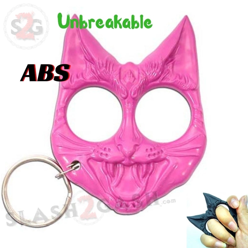 "My Kitty" Self Defense Evil Cat Keychain ABS Knuckles - Asst. colors Pink SD-KeyChain - Tophatter Daily Deals