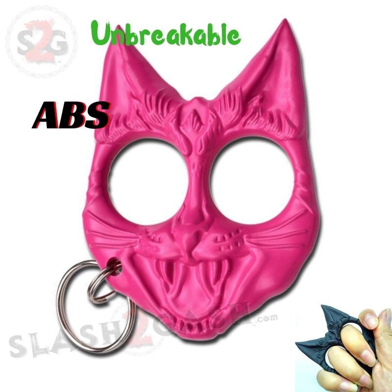 "My Kitty" Self Defense Evil Cat Keychain ABS Knuckles - Pink SD-KeyChain - Tophatter Daily Deals