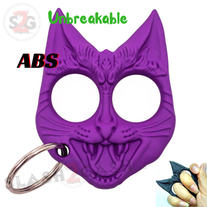 "My Kitty" Self Defense Evil Cat Keychain ABS Knuckles - Asst. colors Purple SD-KeyChain - Tophatter Daily Deals