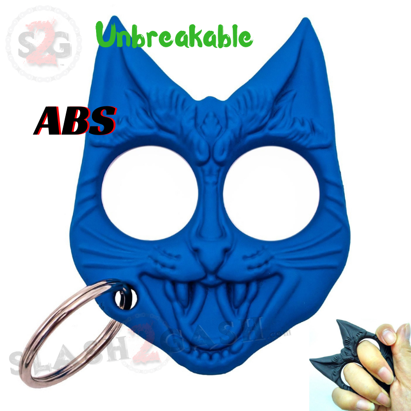 "My Kitty" Self Defense Evil Cat Keychain ABS Knuckles - Asst. colors Royal Blue SD-KeyChain - Tophatter Daily Deals