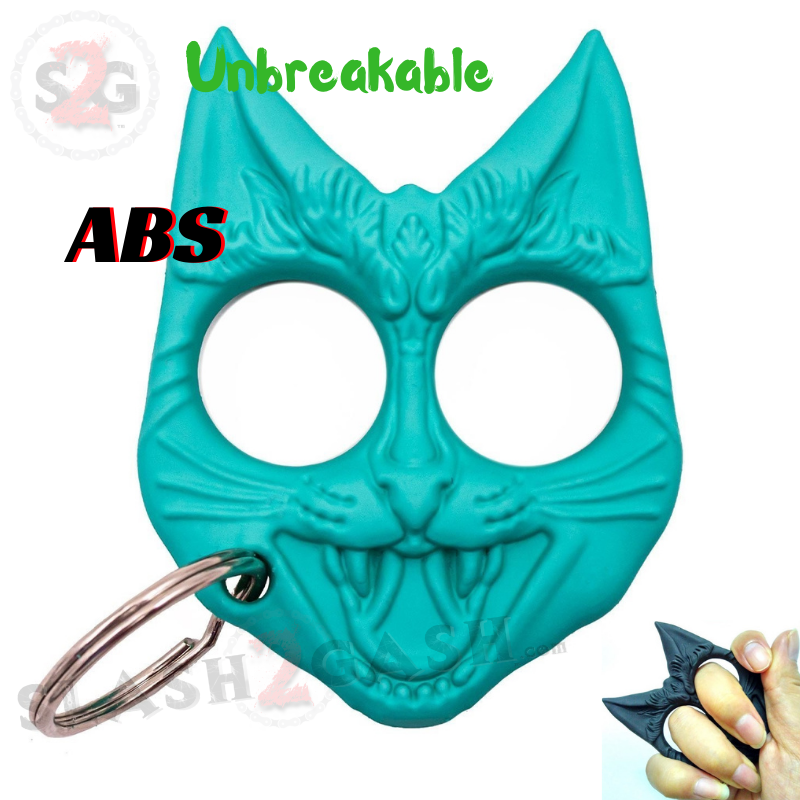 "My Kitty" Self Defense Evil Cat Keychain ABS Knuckles - Asst. colors Tiffany Blue SD-KeyChain - Tophatter Daily Deals