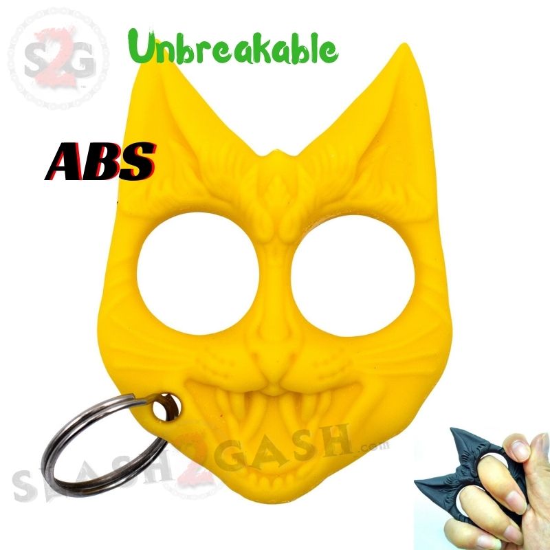 "My Kitty" Self Defense Evil Cat Keychain ABS Knuckles - Asst. colors Yellow SD-KeyChain - Tophatter Daily Deals