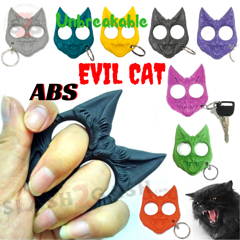 "My Kitty" Self Defense Evil Cat Keychain ABS Knuckles - Asst. colors SD-KeyChain - Tophatter Daily Deals