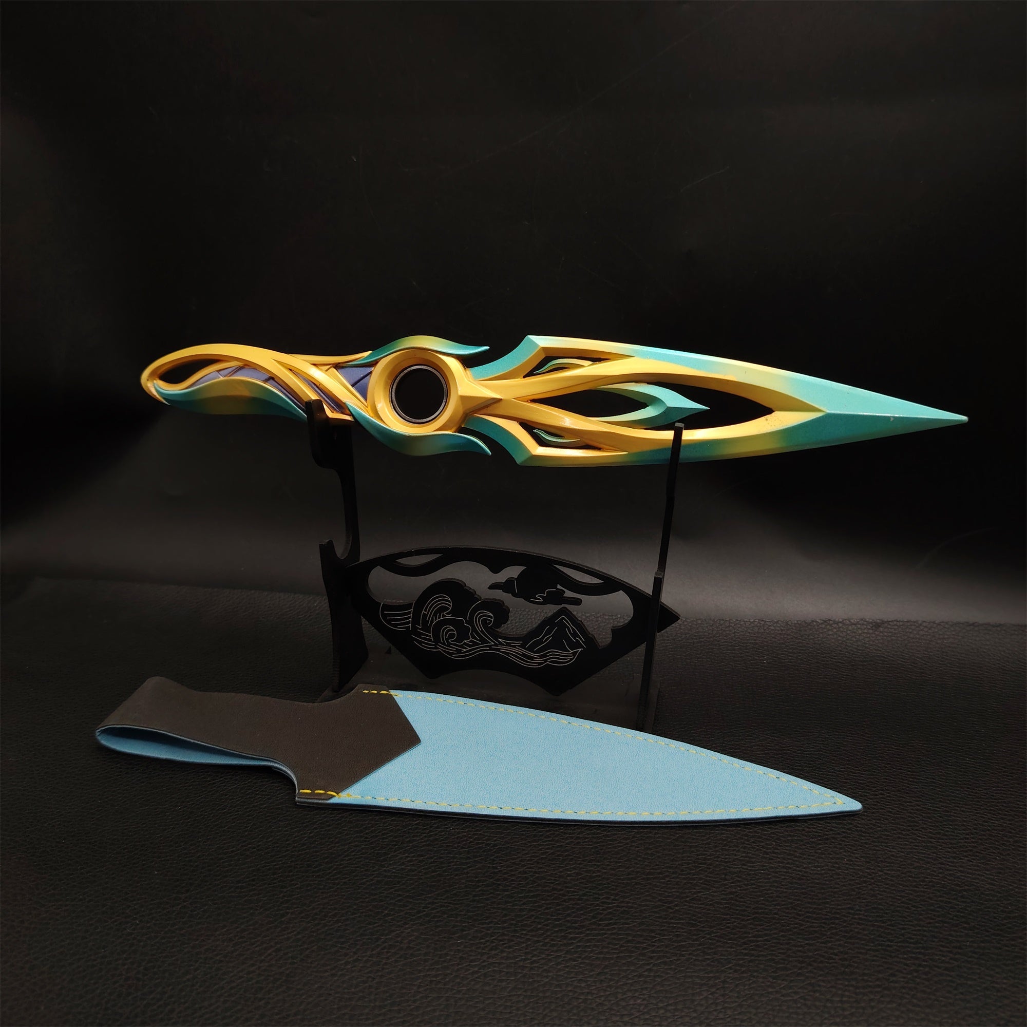 Metal Dull Blade Mystbloom Kunai 11'' Game Prop 3 Colors Blue Mystbloom Kunai 28cm & Stand - Tophatter Daily Deals
